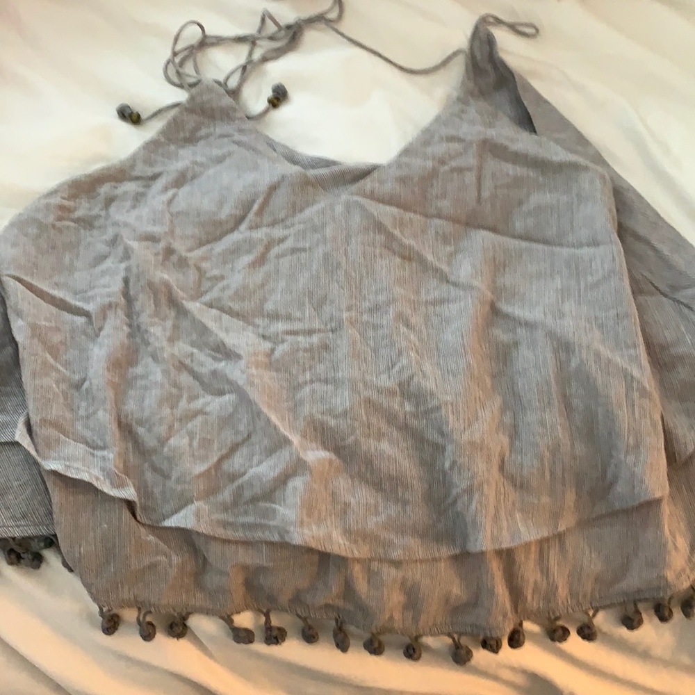 Blue/Grey thin stripped top